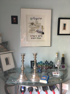 Shabbas table and candlesticks